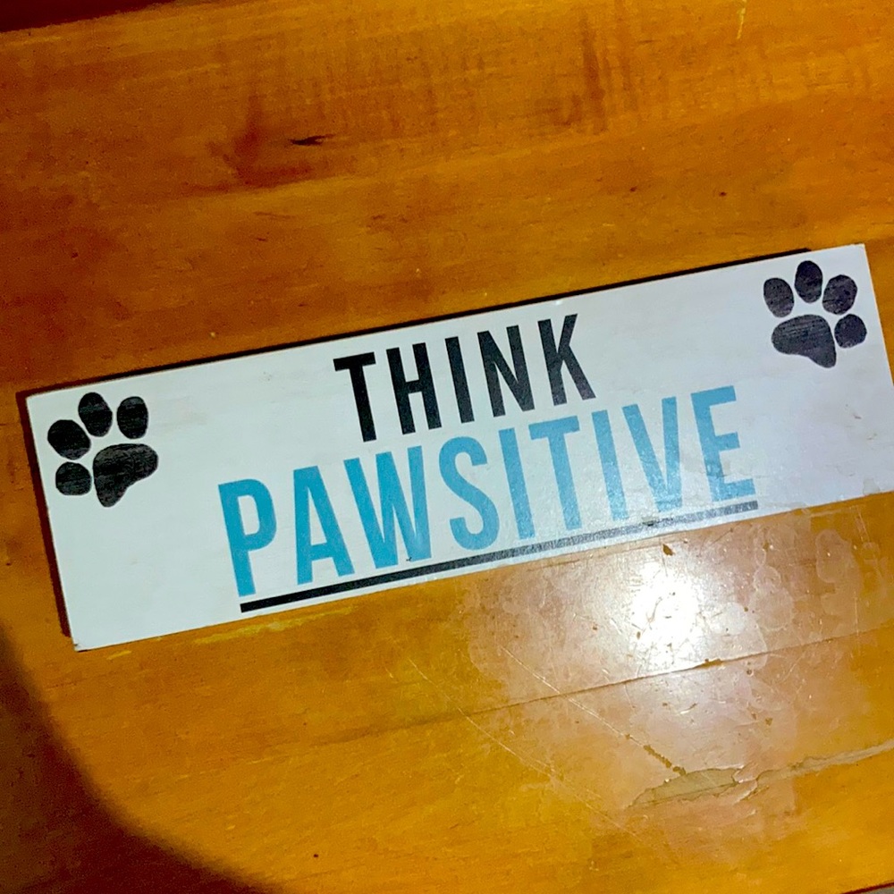 Think pawsitive sign home dog